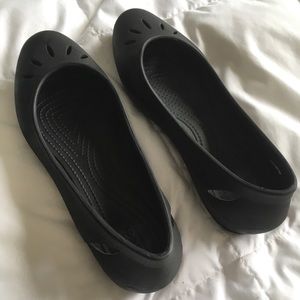 Black Croc Flats
